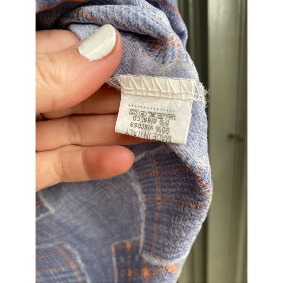 Ornella Paris NWT Blue Red Picnic Plaid Italian Blouse Tunic Top, Size Medium - Picture 4 of 9